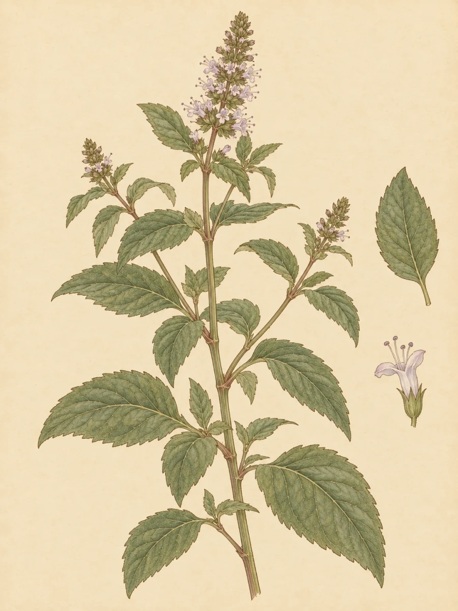 Peppermint botanical illustration